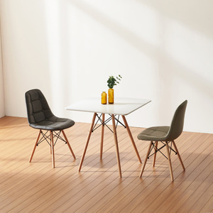 에펠 사각 젤리빈 가죽 2인 테이블 750 (테이블+의자2)